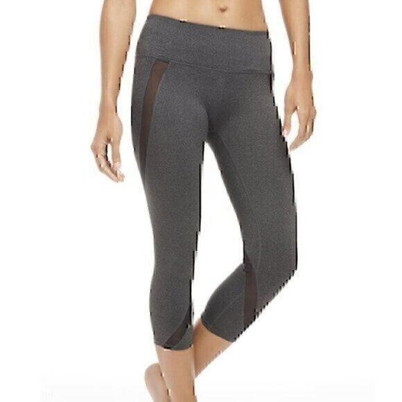 FABLETICS Corfu Capri II Charcoal Gray Black Mesh Panel Active Leggings Small S - Picture 1 of 12